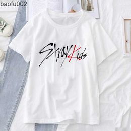 Men's T-Shirts Korea Band Stray Kids Cosplay Cotton T-Shirt Men Women Cartoon T Shirts Harajuku Gothic Tops Boys Girls Kpop Streetwear Clothes W0322