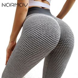 Yoga Outfit NORMOV Jacquard Pants Seamless Sports Tights Fitness High Waist Leggings Breathable Gym Push Up Clothing Girl 230322