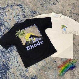 Men's T-Shirts Vintage Rhude Moonlight Tropics T-shirt Men Women 1 1 Best Quality Oversized T Shirts Rh Car Tops Tee T230321