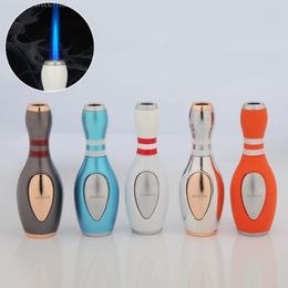 Newest Bowling Shaped Butane High Pressure Jet Lighter Windproof Cigarette Lighters NO Gas For Kitchen Camping Smoking Tools