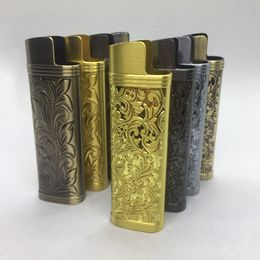 Smoking More Colourful Metal Alloy Dry Herb Tobacco Cigarette Holder Replaceable Lighter Protective Shell Case Sleeve Decorative Pattern Lighters Skin DHL