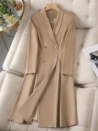 Women's Suits High Quality Apricot Coffee Black Women Long Blazer Female Office Ladies Business Work Wear Formal Jacket Coat For Autumn