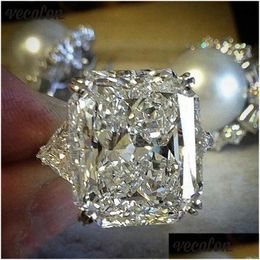Rings Vecalon Statement Ring 925 Sterling Sier Cushion Cut 8Ct Diamond Engagement Band For Women Party Finger Jewelry Drop De Dhpga