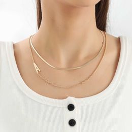 Pendant Necklaces 2023 Trend Elegant Gold Color Metallic Chain Necklace Women Fashion Necklace With Initial Letter Z0321