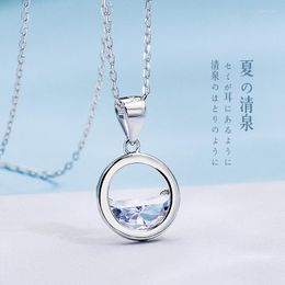 Pendant Necklaces Arrival Cute Round Silver Color With Zircon Stone For Women Long Chian Necklace Choker Fashion Jewelry 2023