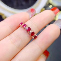 Cluster Rings Natural Ruby Peridot Emerald Ring Sterling Silver 925 Wedding Women's Luxury Free Mailing Jewellery Original
