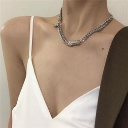 Choker European And American Retro Ruby Necklace Disco Clavicle Metal Chain Female Ins Wild Hip-Hop Trendy Cool