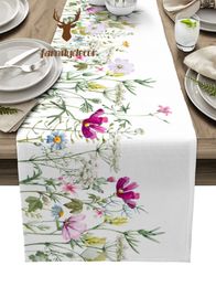 Table Runner Luxury Table Runner Spring Flowers Colored Fields Birthday Party el Dining Table High Quality Cotton And Linen Table Cloth 230322