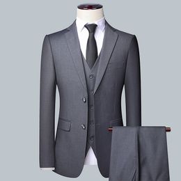 Men's Suits Blazers Three-piece Male Formal Business Suit for Men's Fashion Boutique Wedding Dress Suit Jacket Vest Pants 230322