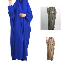 Ethnic Clothing Eid Bat Sleeve Hooded Robe Muslim Women Hijab Prayer Garment Jilbab Abaya Full Face Middle East Dubai Dress Islamic Clothing 230322