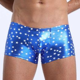 Underpants Faux Leather Printed Boxer Shorts Sexy Gay Jockstrap G-Strings & Thongs Men Mesh Underwear Thong Penis Pouch Bikin