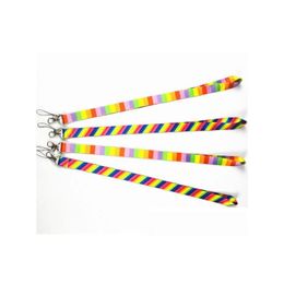 Cell Phone Straps Charms Rainbow Neck Lanyard Id Badge Keychain Polyester 12 Colors Mobile Drop Delivery Phones Accessories Dhswf