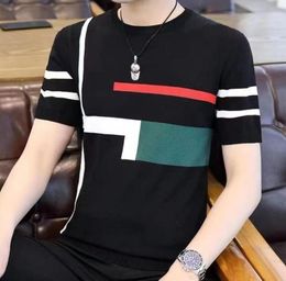 Designer Men's T Shirts for bee Knitted Striped letters pattern Tops Fashion Round Neck Casual Tee Shirt Tees