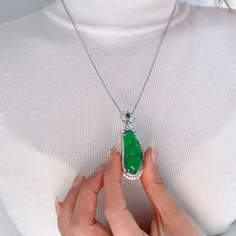 Vintage Gourd Lab Emerald Diamond Pendant 925 Sterling Silver Party Wedding Pendants Necklace For Women Men Engagement Jewellery