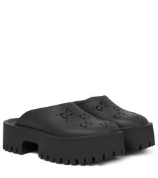 Designer Damen Sandalen Luxus Double G Cutout Gummi Clogs Sandale Plateausohle EU35-42 mit Box Strandurlaub