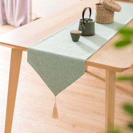 Table Runner Nordic Style Table Runner Cotton Linen Japanese Style Simple Elegant Tassel Table Runners American Coffee Table Flag Home Decor 230322