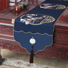 Table Runner Luxury Chinese Table Runner With Tassels For Home Dining Tea Coffee Table Cover Party Living Room Modern Runner Tablecloth Decor 230322