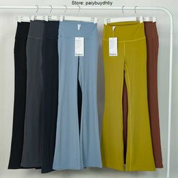 Lu Yoga Pants Groove Pantaloni svasati a vita alta da donna Pantaloni micro svasati Vestibilità aderente Compressione addominale Mostra movimento del corpo