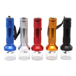 Smoking Pipes Aluminum Electric Tobacco Grinder Crusher Herb Smoke Grinders Flashlight Pollen Cigarette Alloy Metal Handheld Chopper Dhevx