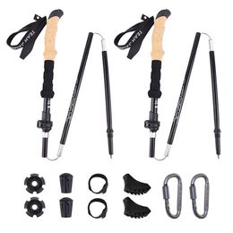 Trekking Poles 2Pcs Hiking Walking Sticks Aluminium Alloy Trekking Pole Ultralight Camping Hiking Foldable Nordic Walking Pole Telescopic Crutch 230321