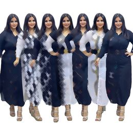 2024 Designer Brand Summer Maxi Dresses Women Long sleeve One-Piece dress 2X Casual Print Long dresses Sexy Night Club Party Wear Wholesale BUlk Clothes 9549-3