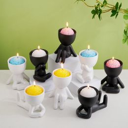 Creative simple character ceramic candle holders European style household candlestick desktop handicraft ornaments