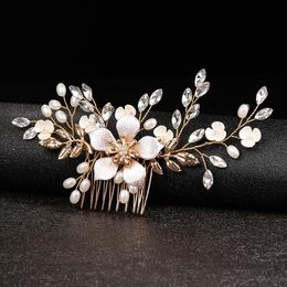 Hair Clips & Barrettes Handmade Copper Floral Leaves Comb Rhinestone Crystal Wedding Headpieces Jewelry Accessories HQ1231Hair