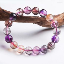 Strand 12mm Genuine Colourful Natural Super Seven Melody Stone Bracelets For Women Rutilated Quartz Crystal Round Bead Bracelet