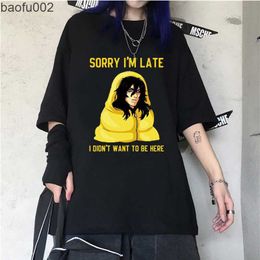 Men's T-Shirts Boku No My Hero Academia SORRY I'M LATE I DON'T WANT TO BE HERE T Shirt Unisex Summer Men T-shirt W0322