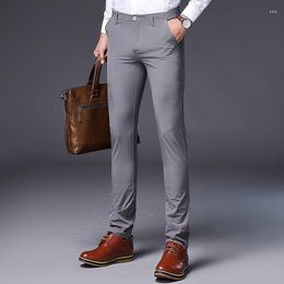 Men's Suits 2023 Men's Spring Summer Fashion Stretch Casual Pants Male High Waist Business Men Slim Fit Suit Trousers G245