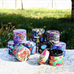 Mushroom Pattern Zinc Alloy Four-layer Smoke Dia 40MM 50MM 55MM 63MM 75MM Herb Grinder Pipe Smoking Accessories Customized Logo Colorful Grinders Display