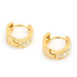 Hoop Earrings Gold Filled Hinged Huggie Stud Zircon Color Simple Style Jewelry