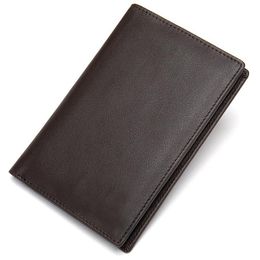 Wallets 2023 Men's Genuine Leather With Passport Cover Vintage Short Wallet Cowhide Purse Money Holder Drop