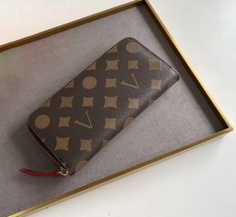 Fashion designer wallets luxury Clemence purses mens womens flower letter zipper long card holder ladies slim money clutch bags with box wholesale