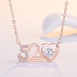 Sterling 520 I Love You Smart Necklace Female Love Necklace Pendant Clavicle Chain Pendant Female