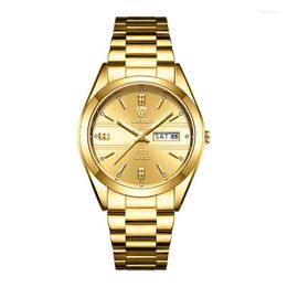 Wristwatches LIEBIG Japan Quartz Movement Golden Watches Mens Top Stainless Steel Strap Date Week Wristwatch Clock Reloj Hombre