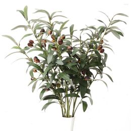 Decorative Flowers 1 Pc Olive Branch Artificial Plants Greenery Stems With Leaves Fruits For Home Wedding DIY Wreath Decoration