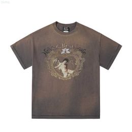 Men's Tshirts Mens Tshirts Saint Michael Heart Box Angel Made Old Short Sleeve American Casual Loose and Womens Tshirtup