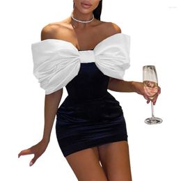 Casual Dresses Xingqing 2023 Elegant Women Bodycon Dress Ladies Off Shoulder Big Bowknot Skinny For Club Evening Party Clothes