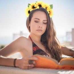 Bandanas Flower Sunflower Hair Headband Headbands Headpiece Floral Daisy Garland Headwear Headdressaccessories Hawaiian Wedding Bridal