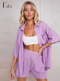 Women's Tracksuits Women Cotton Linen Shorts 2 Piece Sets Half Sleeve Single-breasted Shirt And Shorts Suit 2023 Casual Solid Office Ladies Outfits P230320