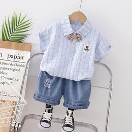 Clothing Sets Toddler Boy Summer Outfits Korean Fashion Casual Striped Short Sleeve Shirts Tops and Shorts Clothes for Kids Boys Tracksuits 230322