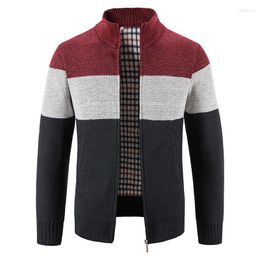 Men's Sweaters Men's Stand Collar Cardigan Sweater Slim Fit Cable Knit Zipper Black Merino Wool Long Sleeve Fashion