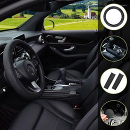 Steering Wheel Covers 7 PCS PU Leather Car Cover For 37-38cm 14.5"-15" Seat Belt Shoulder Handbrake Gear Handle Protector