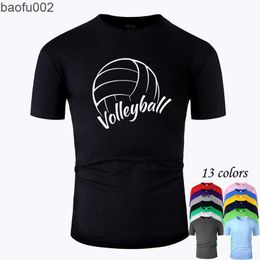 Men's T-Shirts Volleyball Line Art O Neck Cotton T Shirt Men and woman Unisex Summer Short Sleeve Designed Casual Tee m02013 W0322