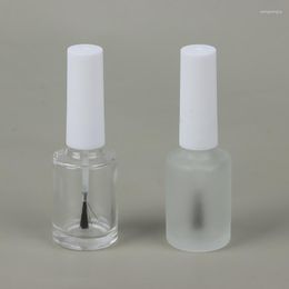 Storage Bottles 15ml Empty Frosted Round Nail Polish Bottle Portable Brush Art Container Glass Oil