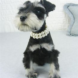 Dog Collars 2PCS Pearl Necklace Collar Fashion Jewelled Puppy Cat With Bling Rhinestone Diamante Pet Accessories Supplies