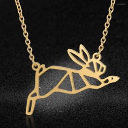 Pendant Necklaces Fashion Stainless Steel Origami Animal Hare Necklace For Women Female Trendy Jewelry Unique Hunny