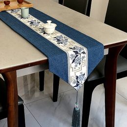 Table Runner Chinese Style Table Runner Luxury Cotton Linen Jacquard Table Runners Decorative Bed Runner Table Flag Living Room el 230322