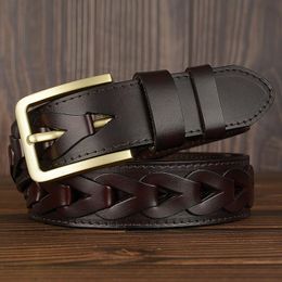 Belts Personality Fashion Man Cutout Strap Male Genuine Leather Cowhide Belt Hollow Out For Jeans WaistbandBelts